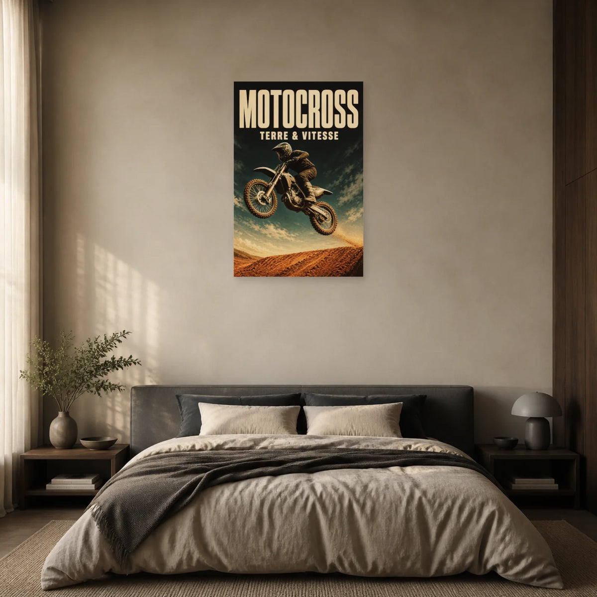 Affiche Motocross – Terre et vitesse dans une chambre - Art Virtuoso