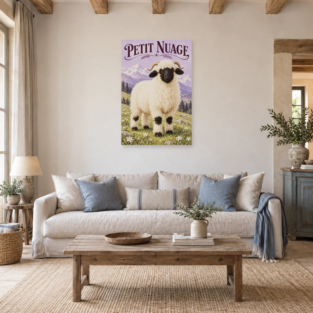 Affiche Mouton du Valais - Petit nuage dans un salon - Art Virtuoso