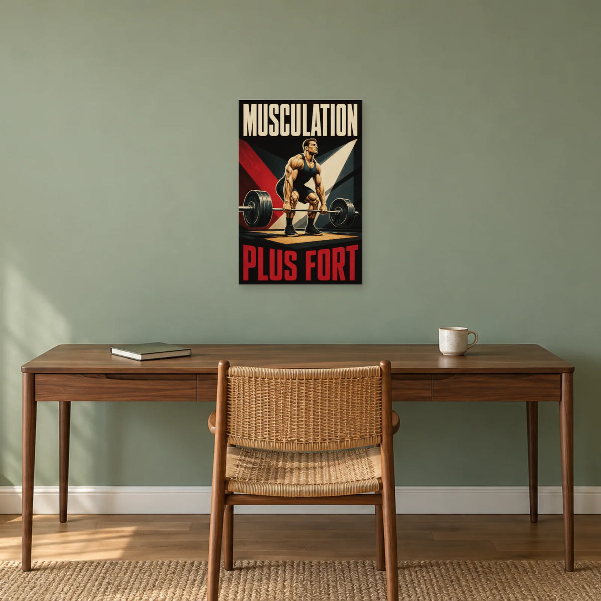 Affiche Musculation – Plus fort dans un bureau - Art Virtuoso