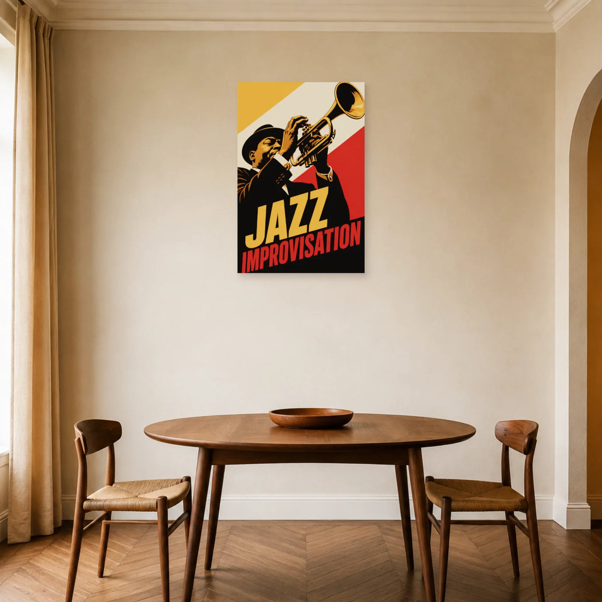 Affiche Jazz – Improvisation dans une salle à manger - Art Virtuoso