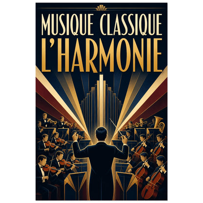 Affiche Musique classique - L harmonie, affiche symphonique art deco verticale, format 60 × 90 cm
