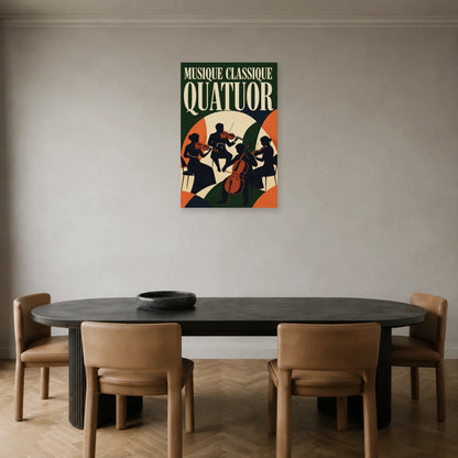 Affiche Musique classique - Quatuor dans une salle à manger - Art Virtuoso