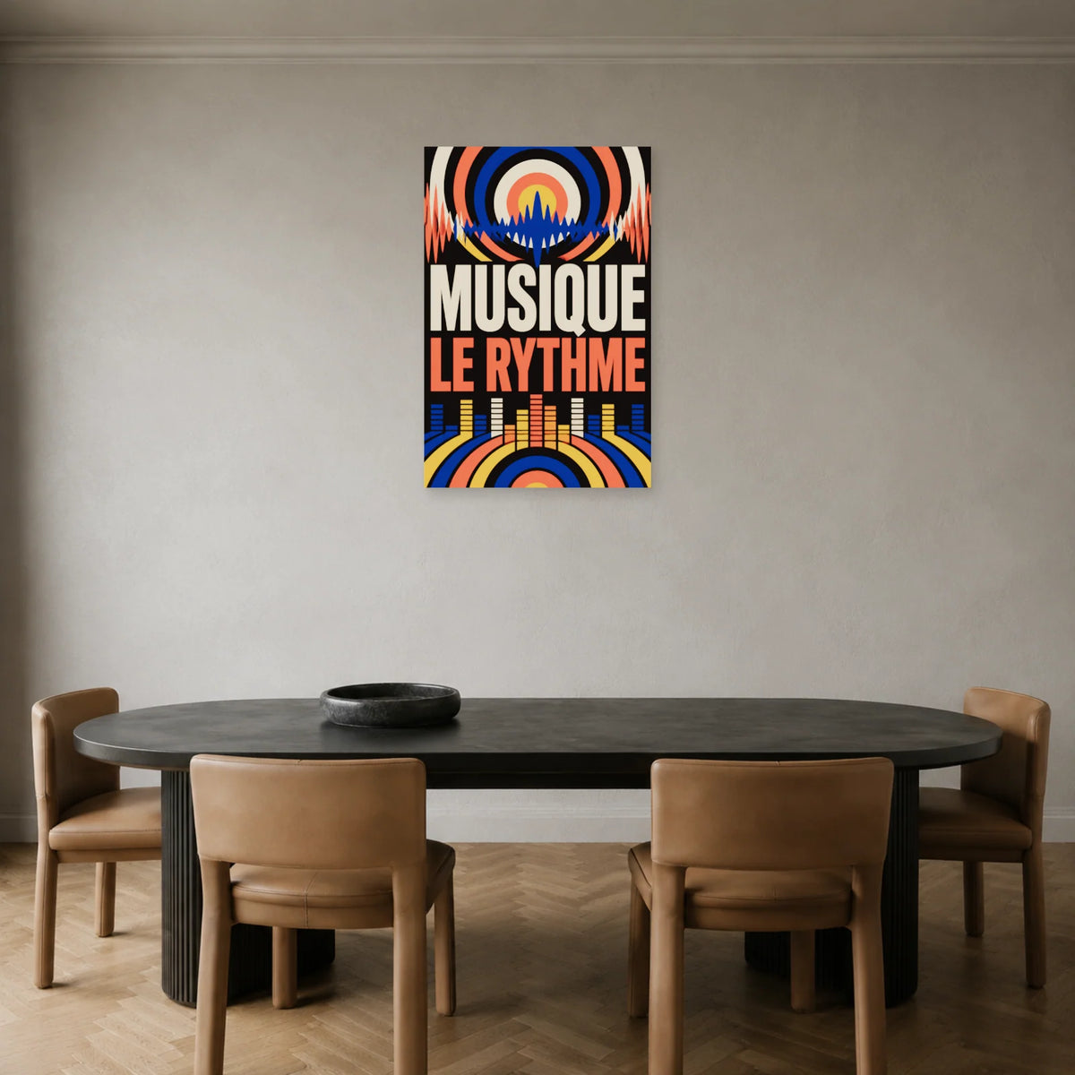 Affiche Musique - Le rythme dans une salle à manger - Art Virtuoso
