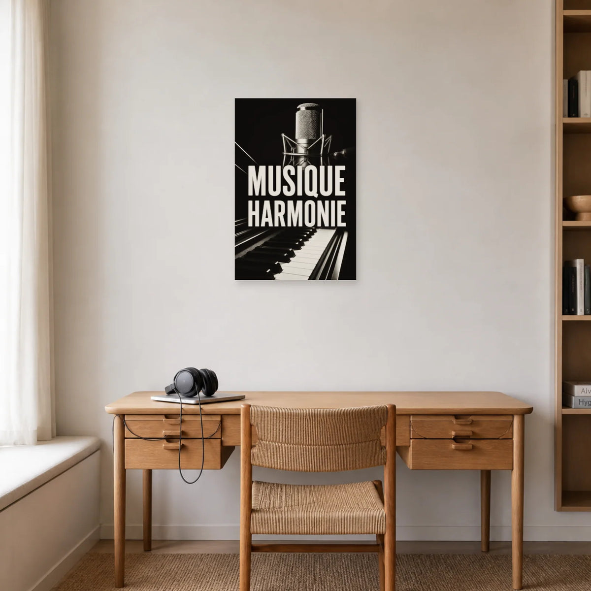 Affiche Musique noir et blanc – Harmonie dans un bureau - Art Virtuoso