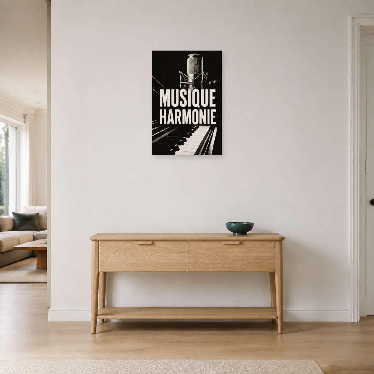 Affiche Musique noir et blanc – Harmonie dans une entrée ou un couloir - Art Virtuoso