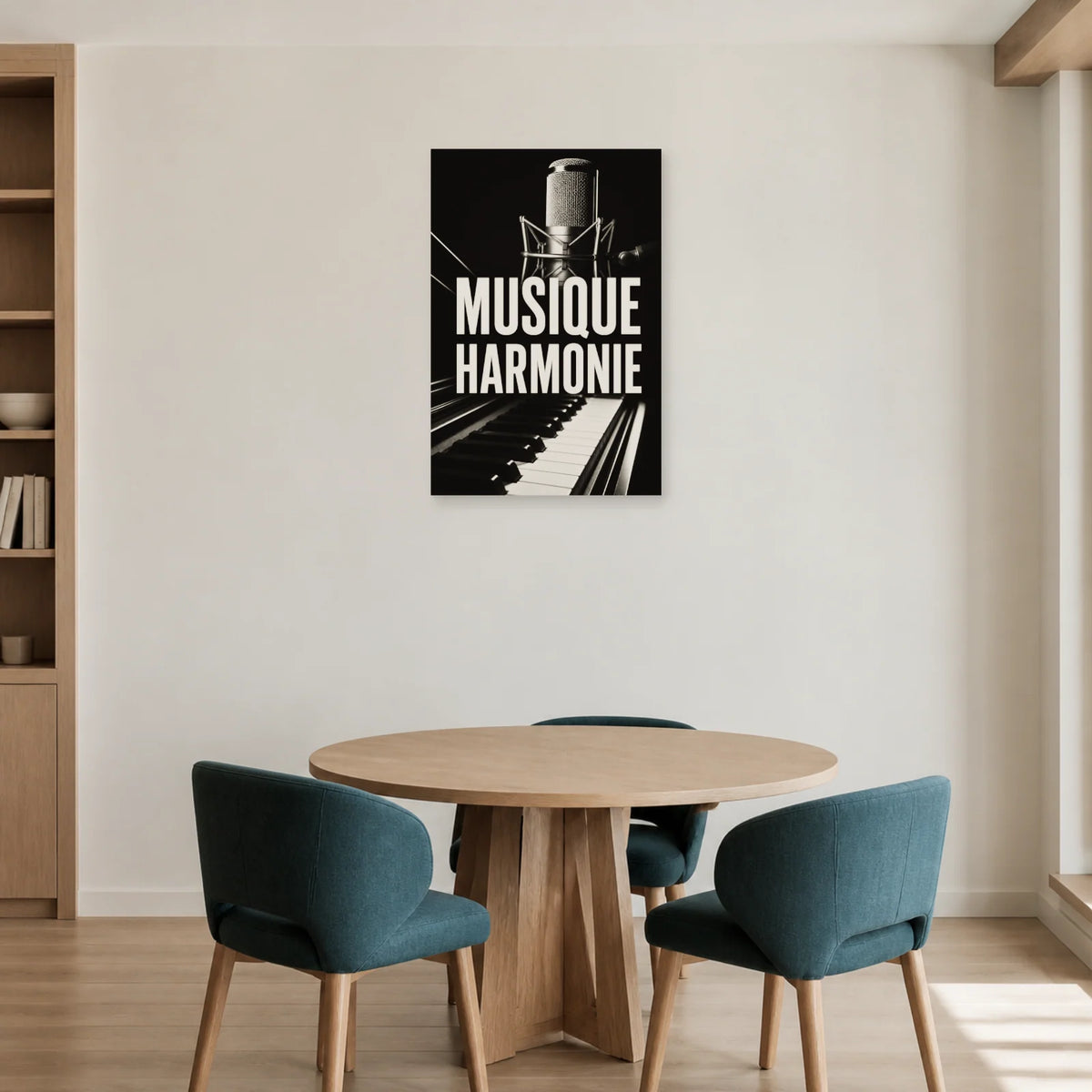 Affiche Musique noir et blanc – Harmonie dans une salle à manger - Art Virtuoso