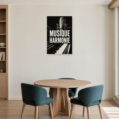 Affiche Musique noir et blanc – Harmonie dans une salle à manger - Art Virtuoso