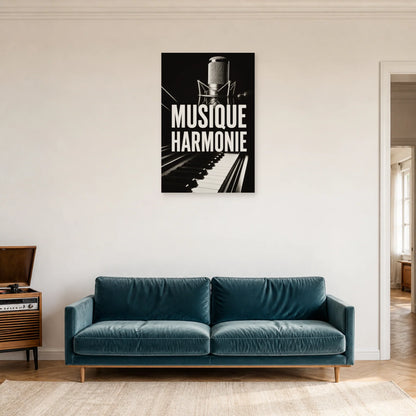 Affiche Musique noir et blanc – Harmonie dans un salon - Art Virtuoso