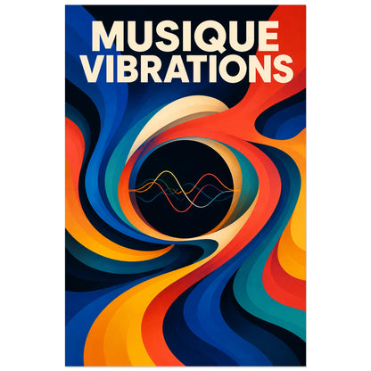 Affiche Musique - Vibrations, abstraction musicale contemporaine fluide verticale, format 60 × 90 cm