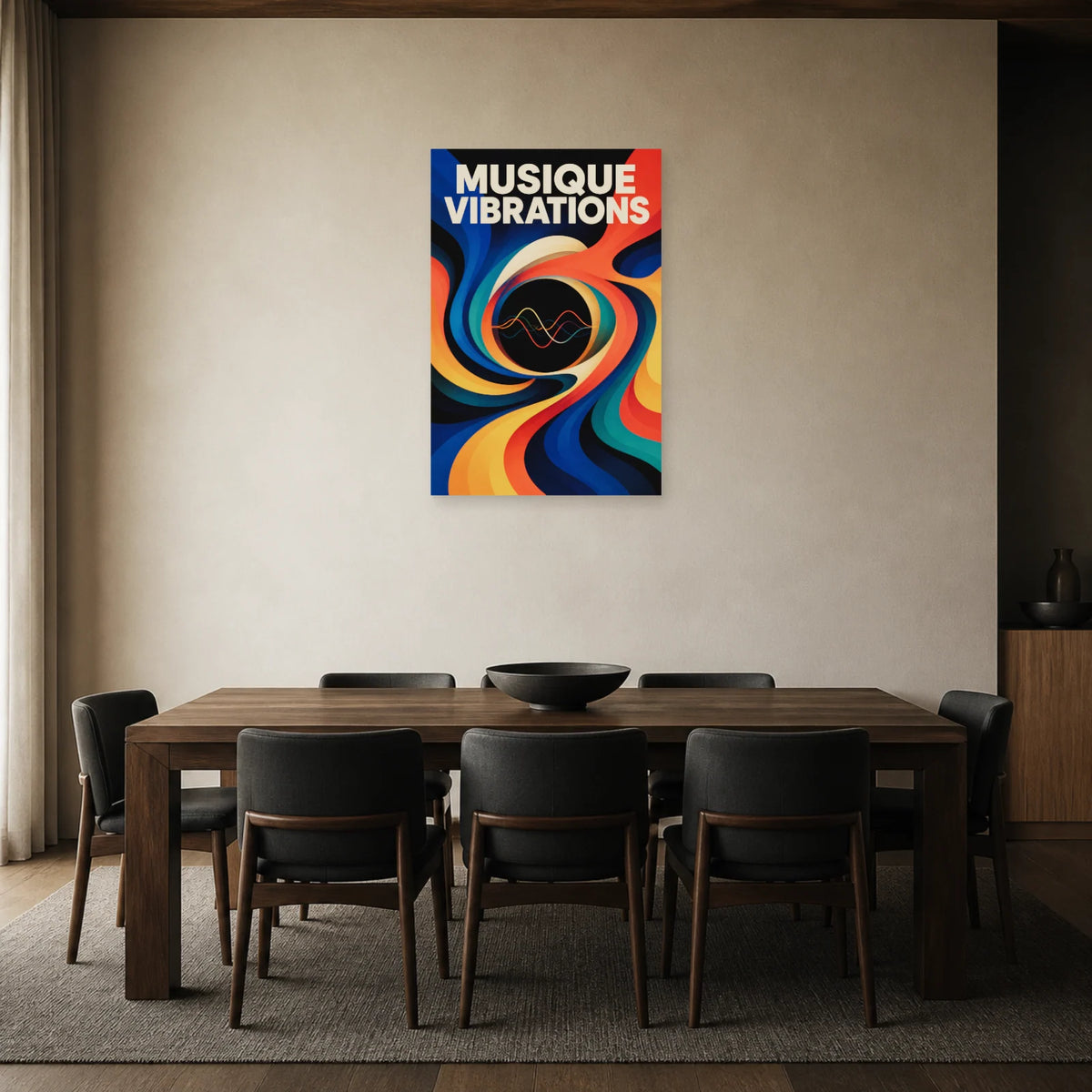 Affiche Musique - Vibrations dans une salle à manger - Art Virtuoso