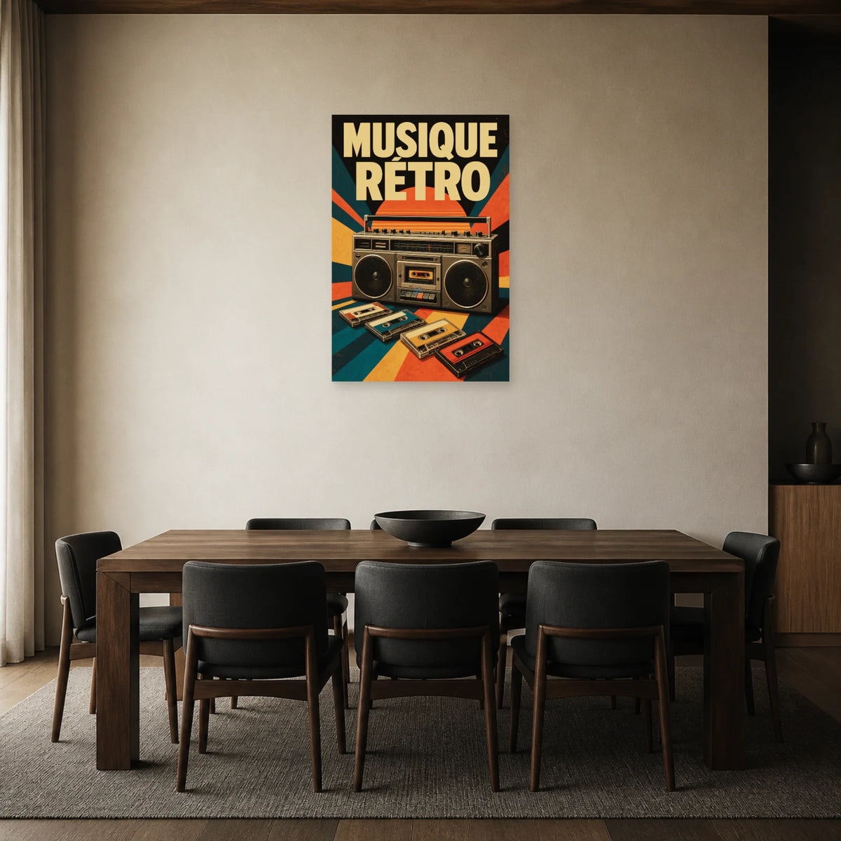 Affiche Musique vintage - Retro dans une salle à manger - Art Virtuoso