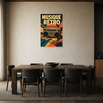 Affiche Musique vintage - Retro dans une salle à manger - Art Virtuoso