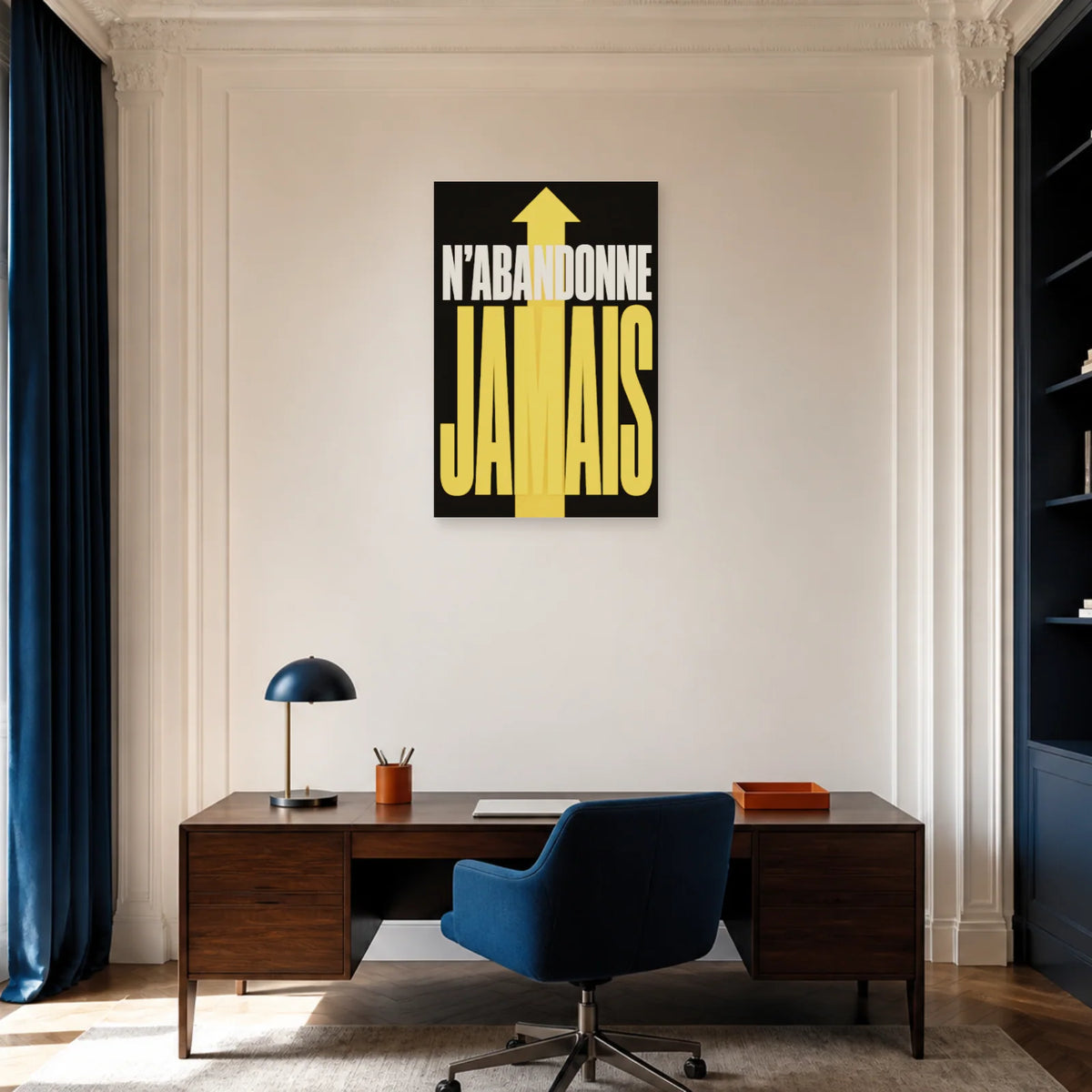 Affiche N’abandonne jamais – Flèche ascendante dans un bureau - Art Virtuoso