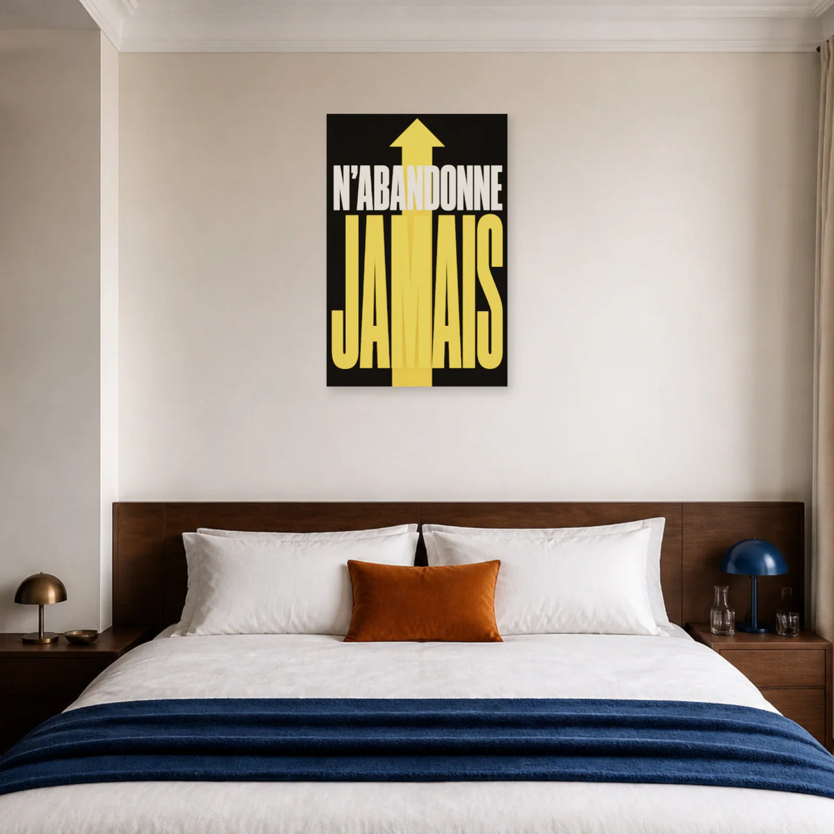 Affiche N’abandonne jamais – Flèche ascendante dans une chambre - Art Virtuoso