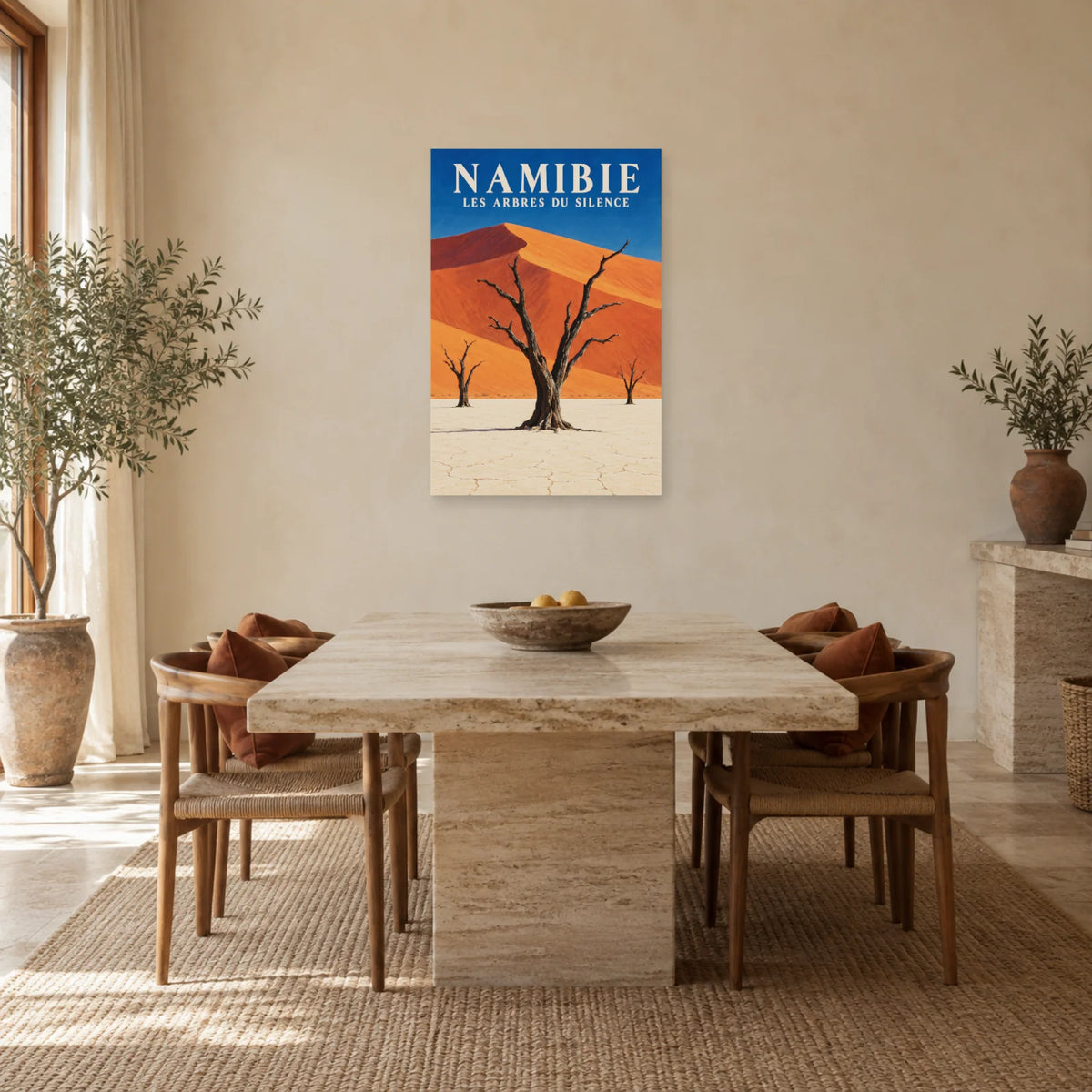 Affiche Namibie – Deadvlei et les arbres du silence dans une salle à manger - Art Virtuoso