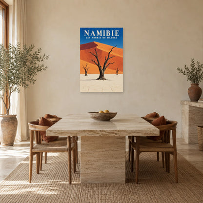 Affiche Namibie – Deadvlei et les arbres du silence dans une salle à manger - Art Virtuoso