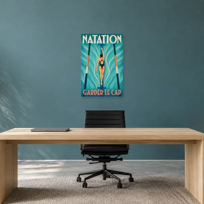 Affiche Natation – Garder le cap dans un bureau - Art Virtuoso