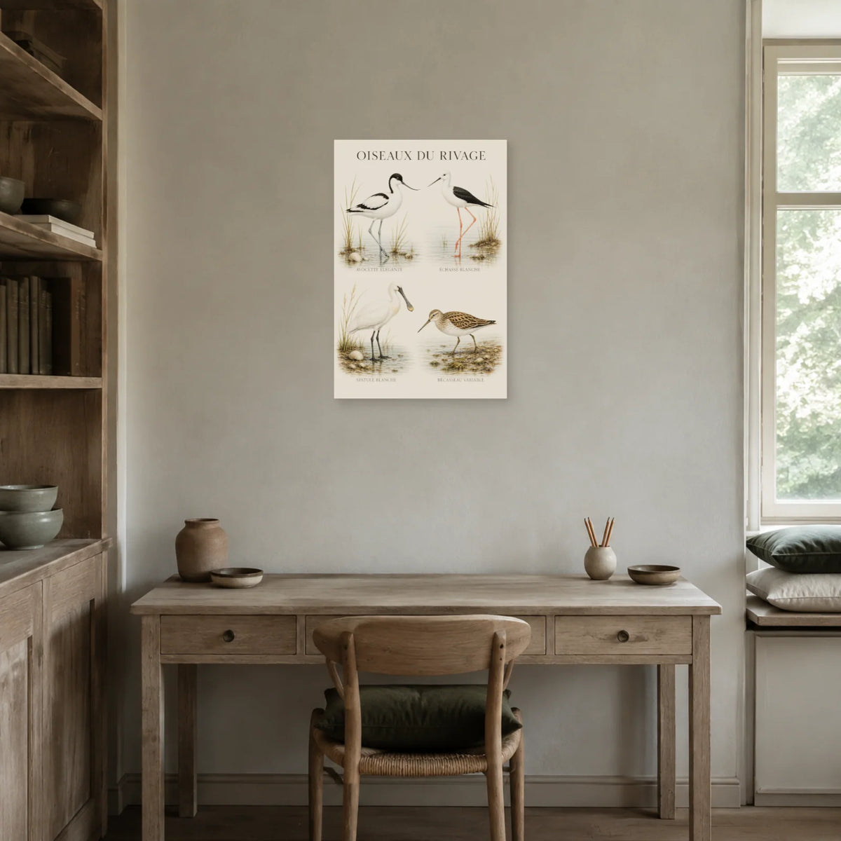 Affiche Oiseaux du rivage - Étude naturaliste dans un bureau - Art Virtuoso