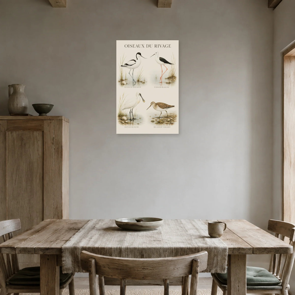 Affiche Oiseaux du rivage - Étude naturaliste dans une salle à manger - Art Virtuoso