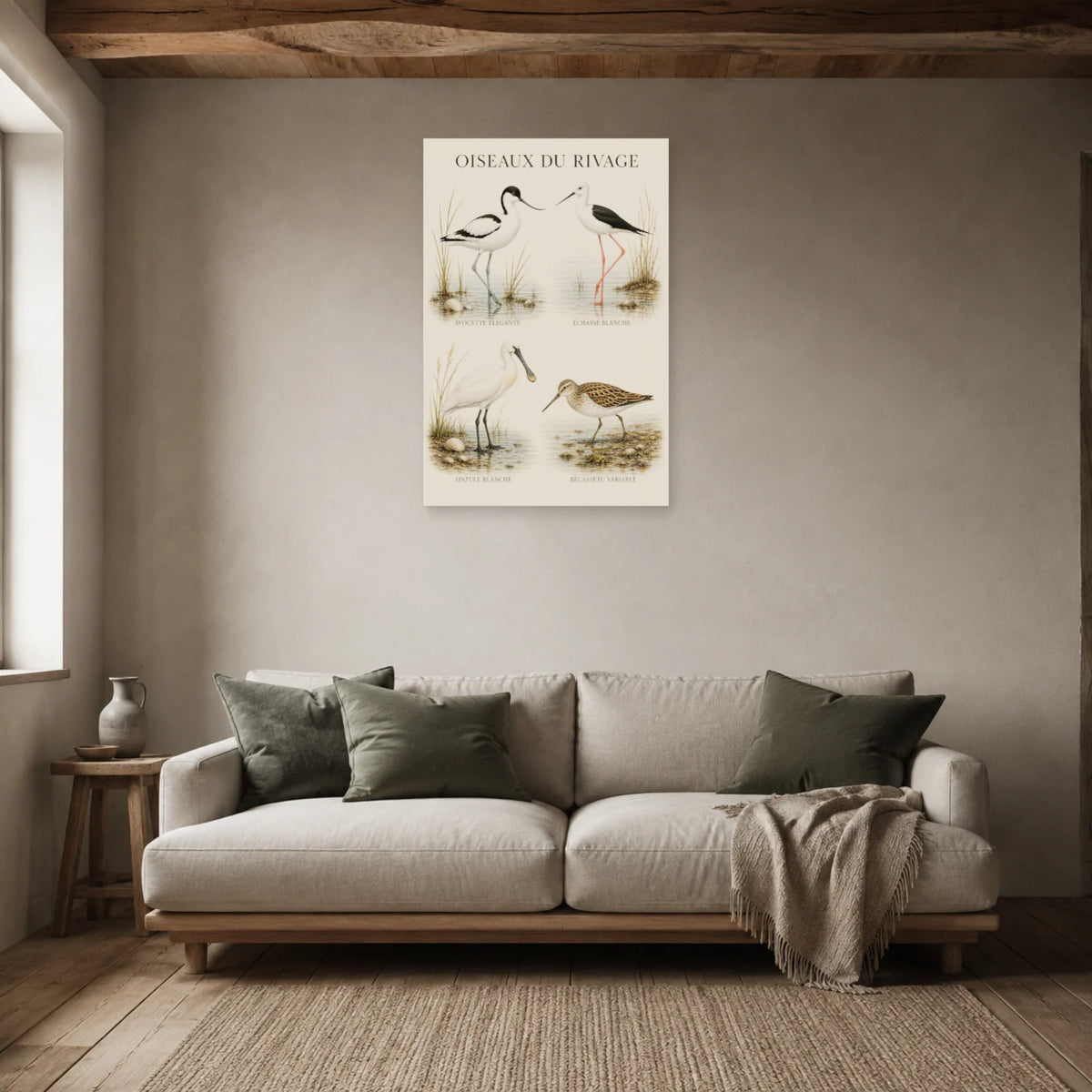 Affiche Oiseaux du rivage - Étude naturaliste dans un salon - Art Virtuoso