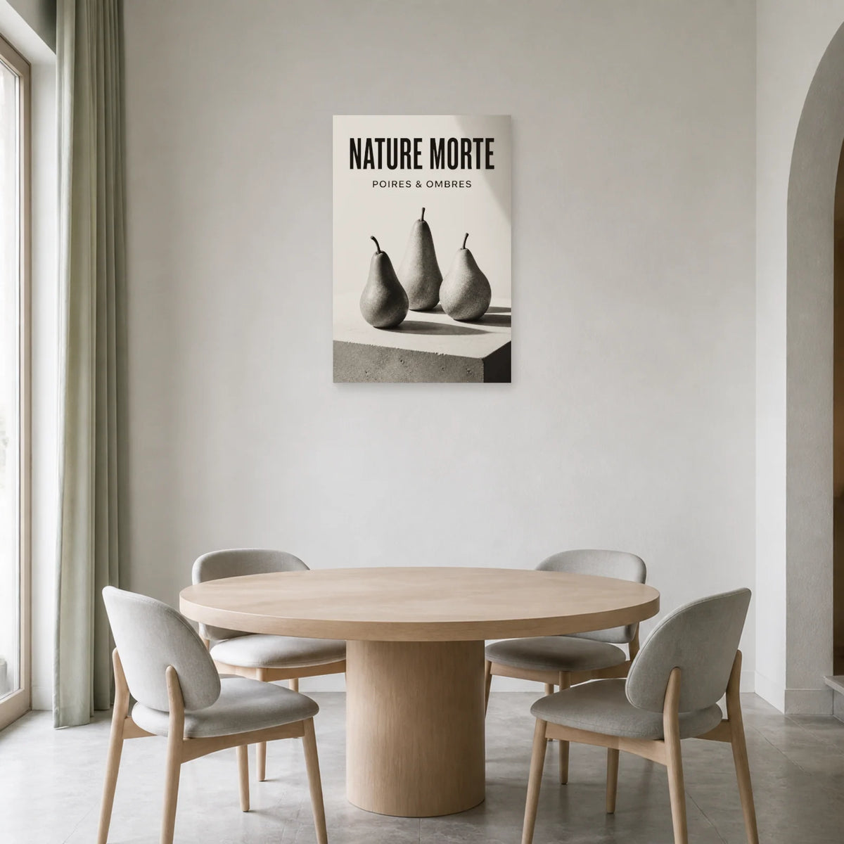 Affiche Nature Morte – Poires & Ombres dans une salle à manger - Art Virtuoso