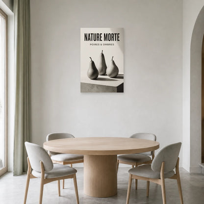 Affiche Nature Morte – Poires & Ombres dans une salle à manger - Art Virtuoso
