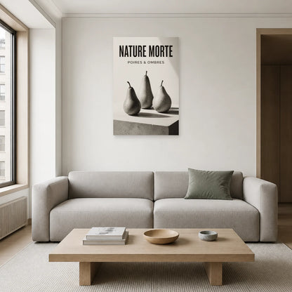 Affiche Nature Morte – Poires & Ombres dans un salon - Art Virtuoso