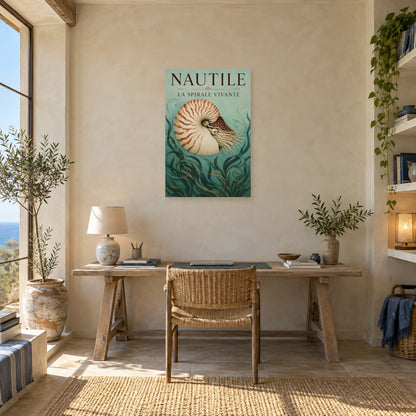 Affiche Nautile - La spirale vivante dans un bureau - Art Virtuoso