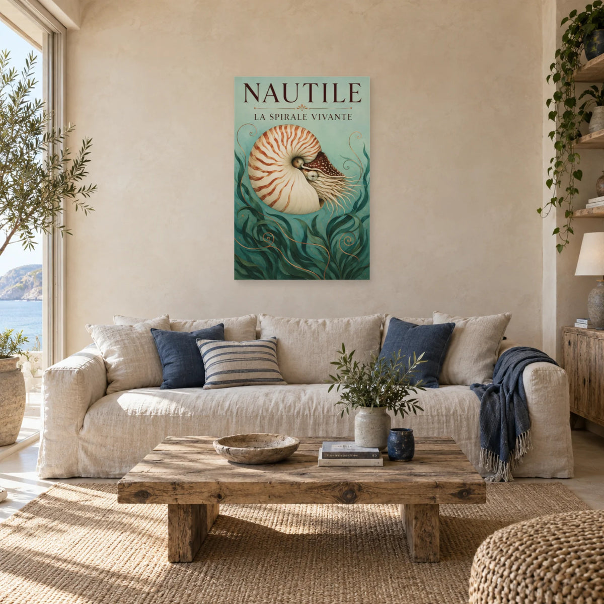 Affiche Nautile - La spirale vivante dans un salon - Art Virtuoso