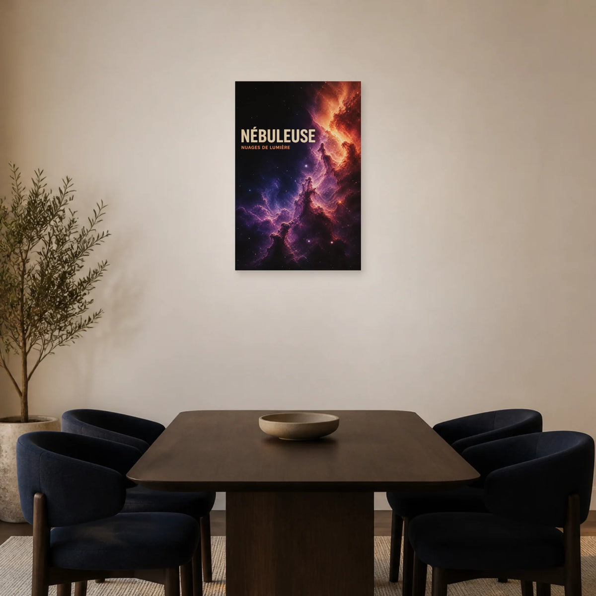 Affiche Nébuleuse – Nuages de Lumière dans une salle à manger - Art Virtuoso