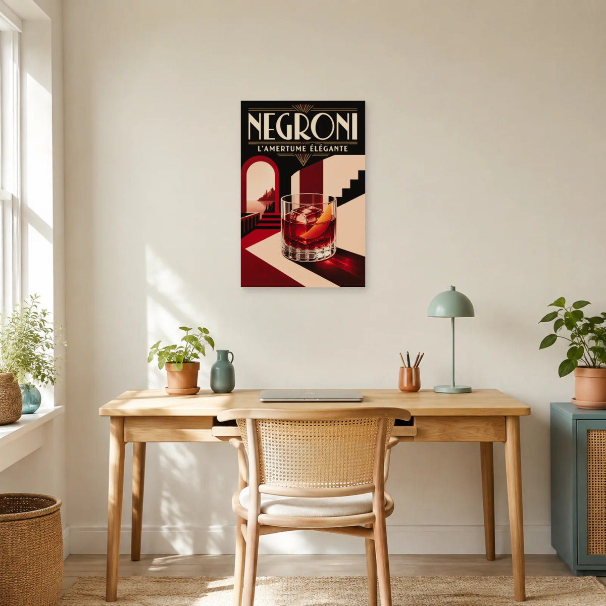Affiche Negroni, l'amertume élégante dans un bureau - Art Virtuoso