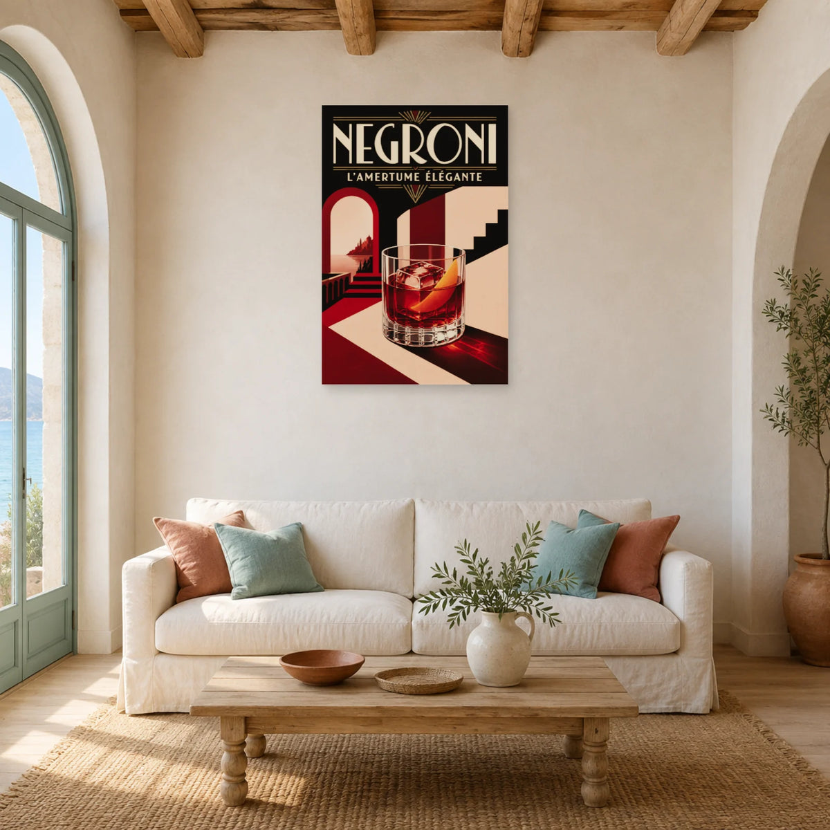 Affiche Negroni, l'amertume élégante dans un salon - Art Virtuoso