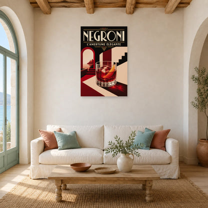 Affiche Negroni, l'amertume élégante dans un salon - Art Virtuoso
