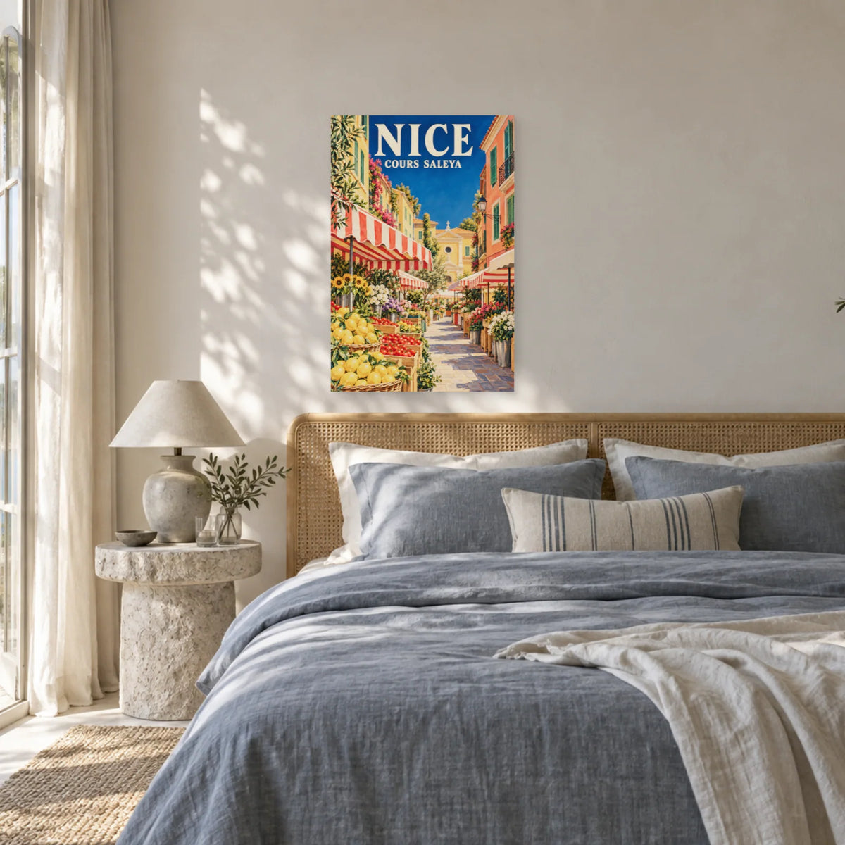Affiche Nice - Le marché du Cours Saleya dans une chambre - Art Virtuoso