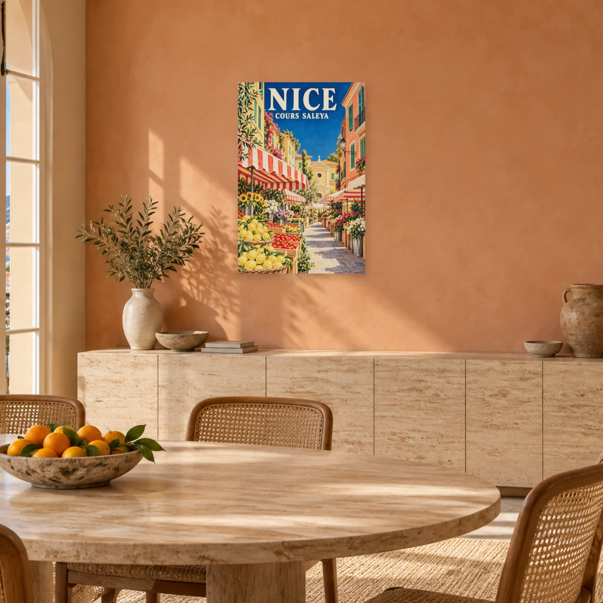 Affiche Nice - Le marché du Cours Saleya dans une salle à manger - Art Virtuoso