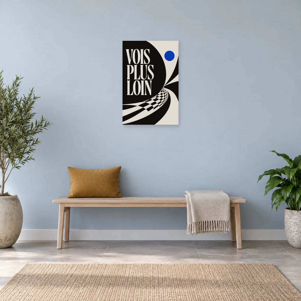 Affiche noir et blanc moderne – Vois plus loin dans une entrée ou un couloir - Art Virtuoso