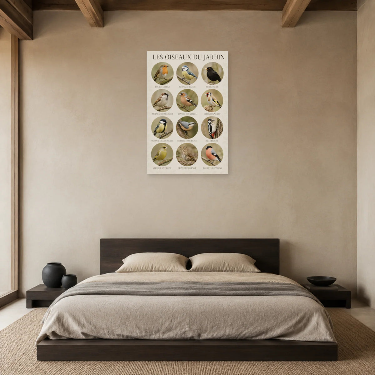 Affiche Les oiseaux du jardin - Portraits identifiés dans une chambre - Art Virtuoso