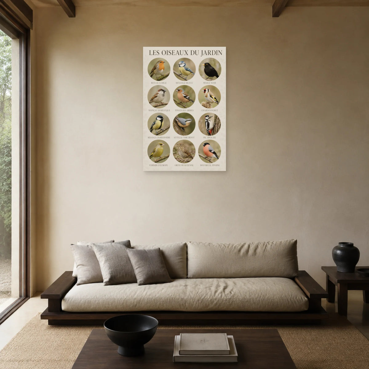 Affiche Les oiseaux du jardin - Portraits identifiés dans un salon - Art Virtuoso