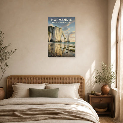 Affiche Normandie – Falaises d’Étretat dans une chambre - Art Virtuoso