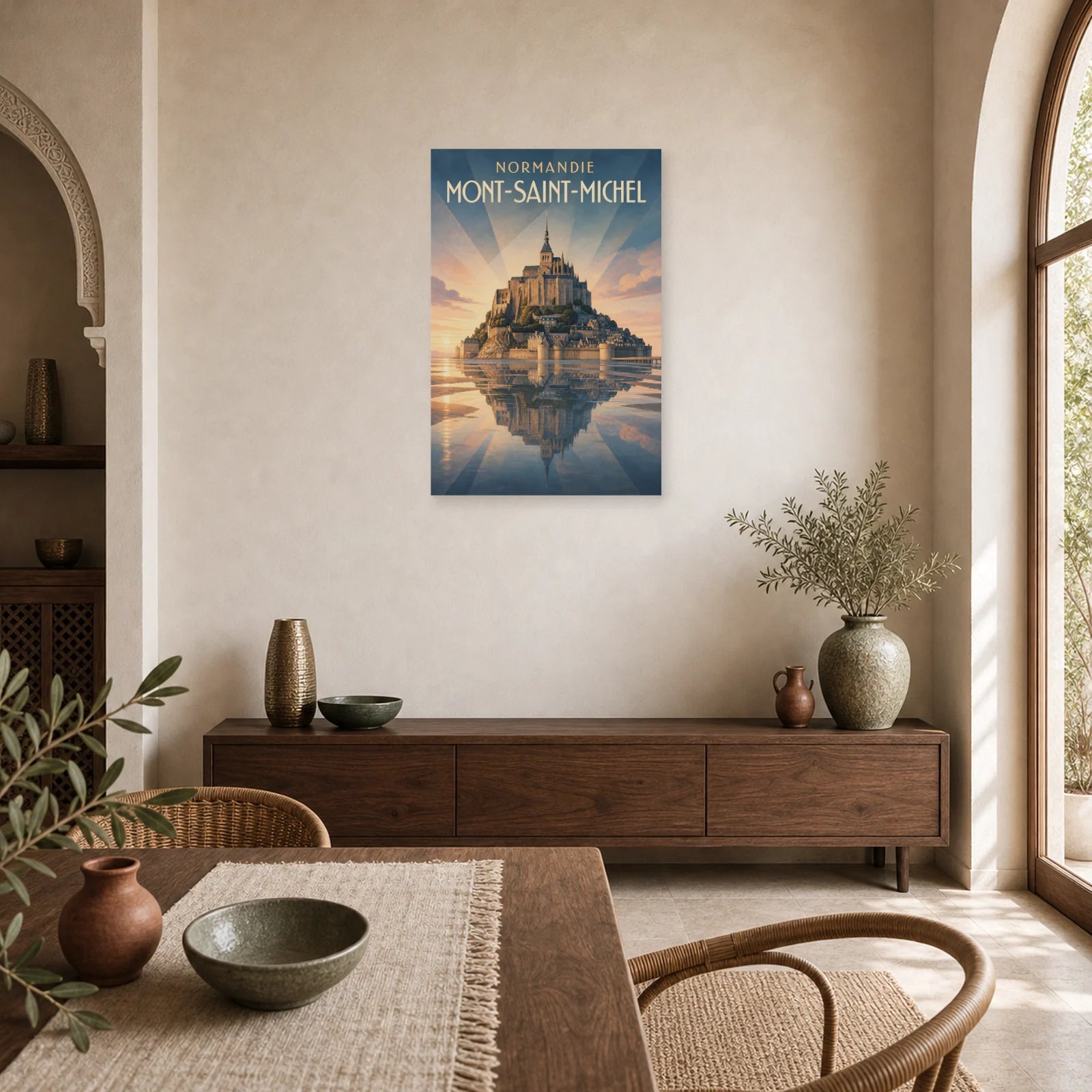 Affiche Normandie – Mont-Saint-Michel dans une salle à manger - Art Virtuoso