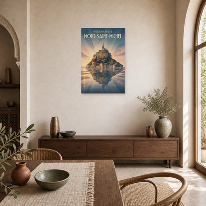 Affiche Normandie – Mont-Saint-Michel dans une salle à manger - Art Virtuoso