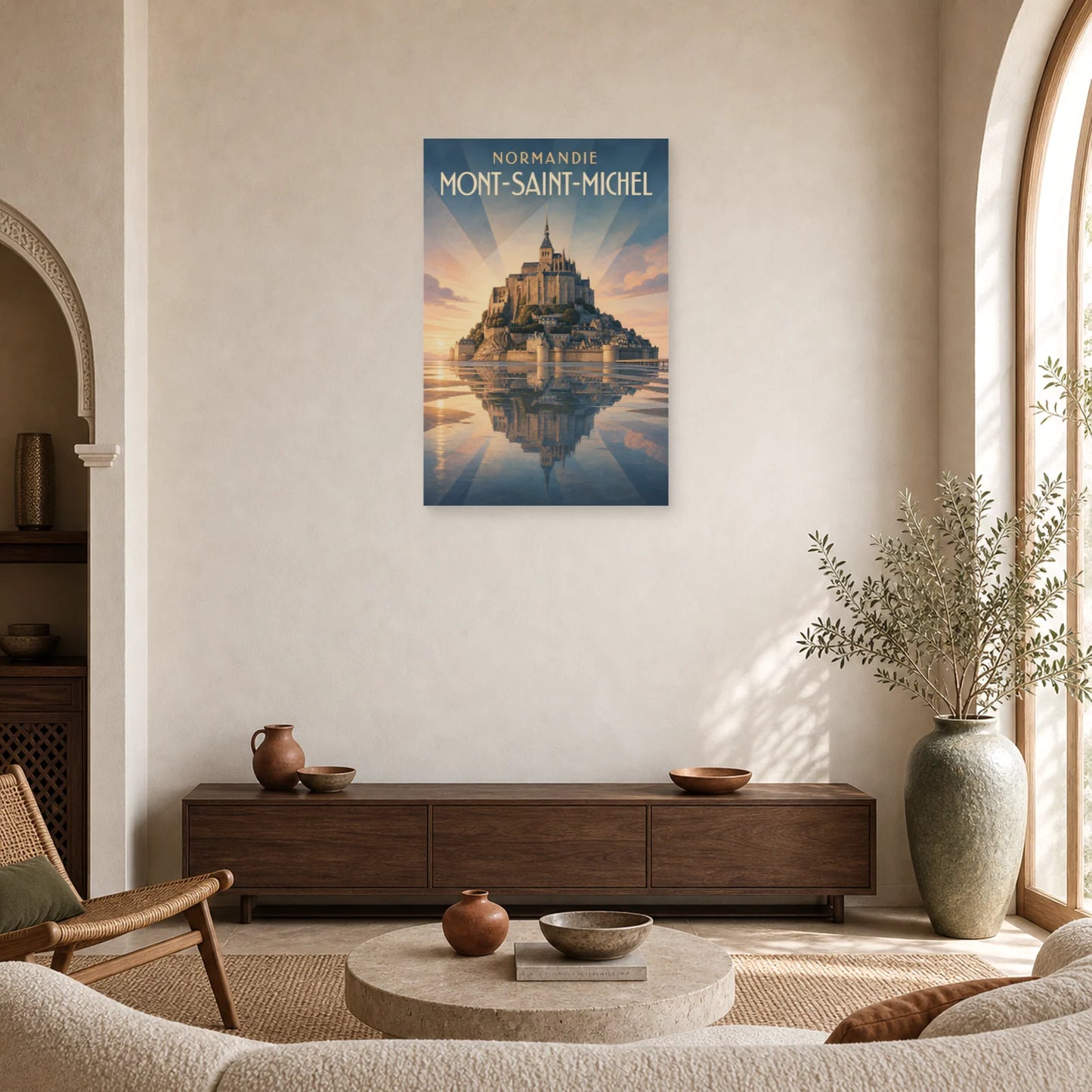 Affiche Normandie – Mont-Saint-Michel dans un salon - Art Virtuoso