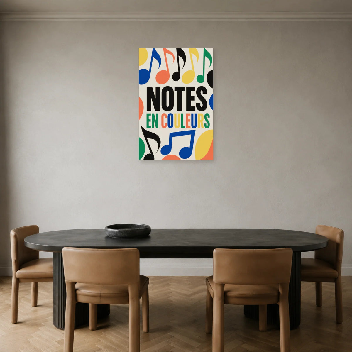 Affiche Notes de musique - En couleurs dans une salle à manger - Art Virtuoso