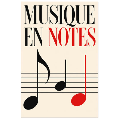 Affiche Musique - En notes, affiche musicale minimaliste verticale, format 40 × 60 cm