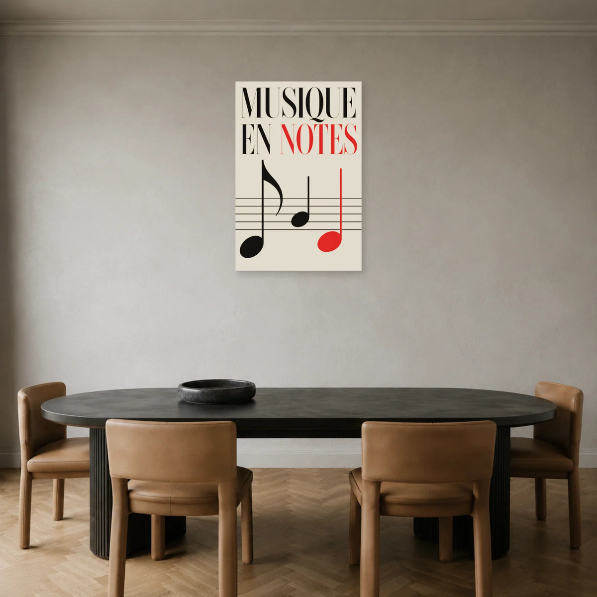 Affiche Musique - En notes dans une salle à manger - Art Virtuoso