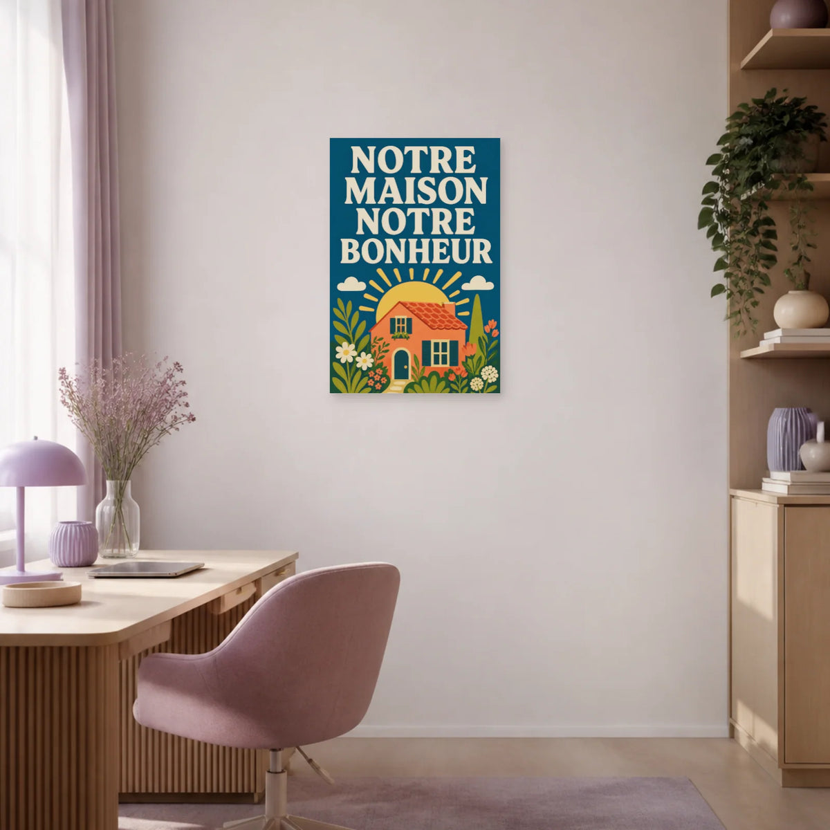 Affiche Notre maison notre bonheur – Jardin solaire dans un bureau - Art Virtuoso