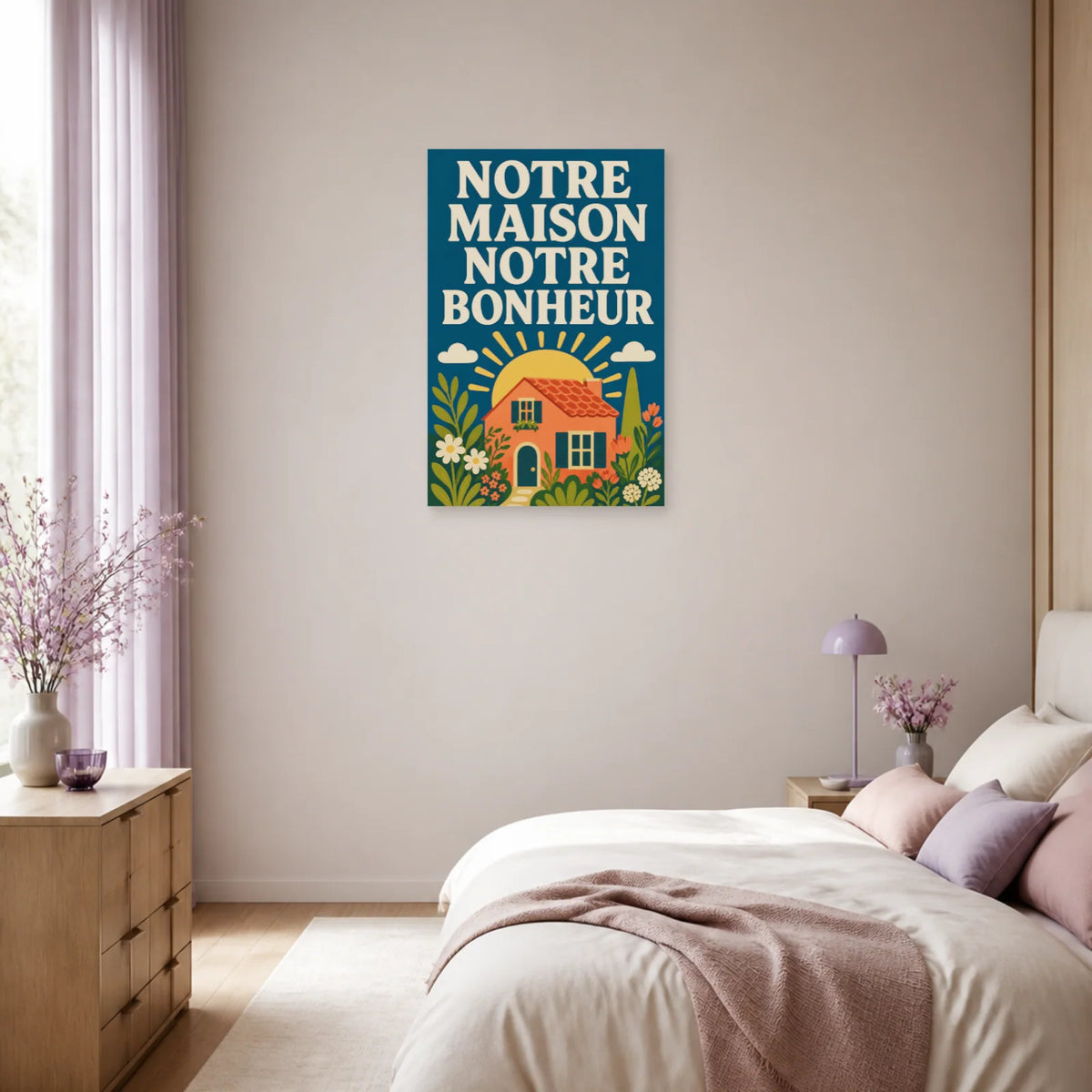 Affiche Notre maison notre bonheur – Jardin solaire dans une chambre - Art Virtuoso