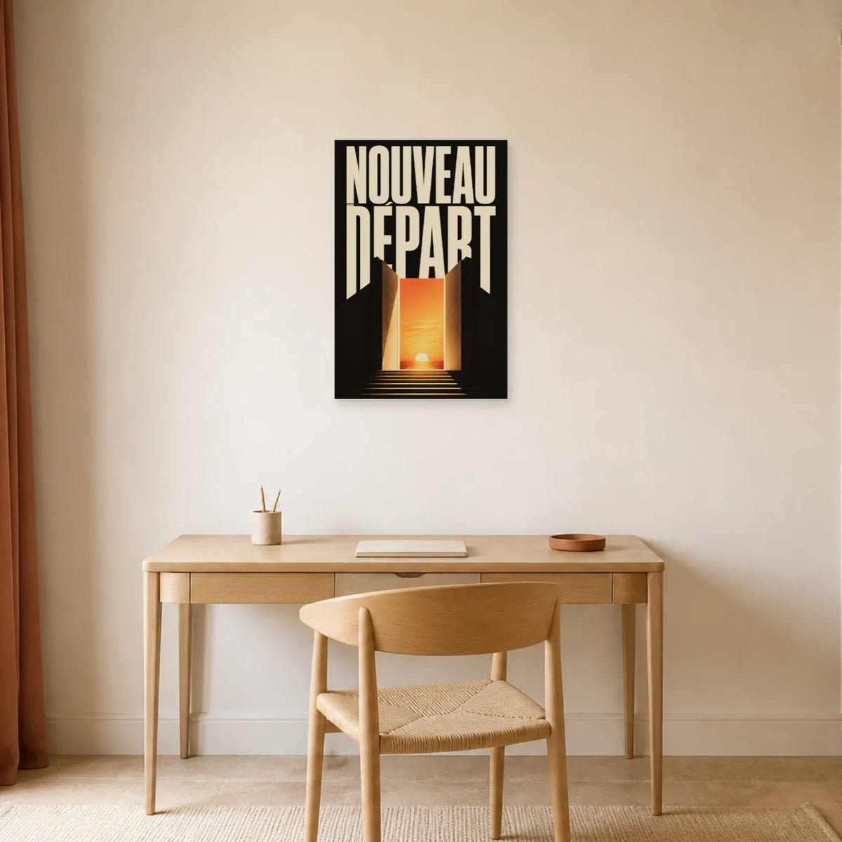 Affiche Nouveau départ – Porte vers l’avenir dans un bureau - Art Virtuoso