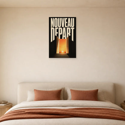 Affiche Nouveau départ – Porte vers l’avenir dans une chambre - Art Virtuoso