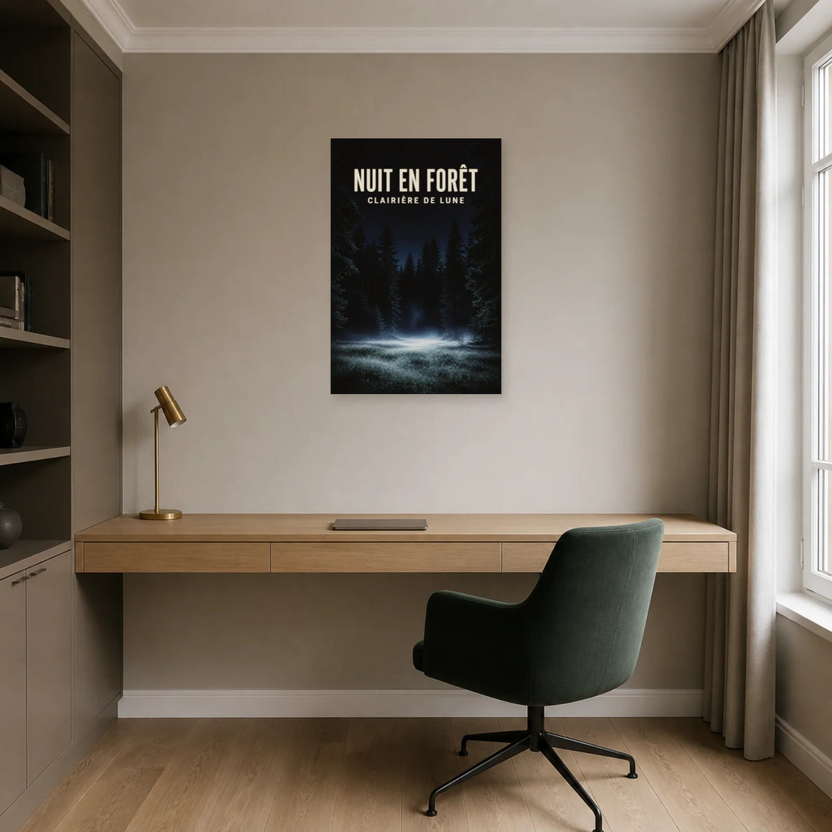 Affiche Nuit en forêt – Clairière de lune dans un bureau - Art Virtuoso